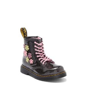 Dr. Martens 1460 Floral Black Leather Combat Boot Size 7 Kids
